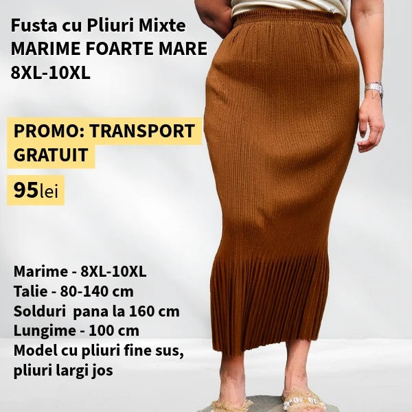 Fusta MARO cu Pliuri Mixte pentru MARIME FOARTE MARE - talie pana la 140cm
