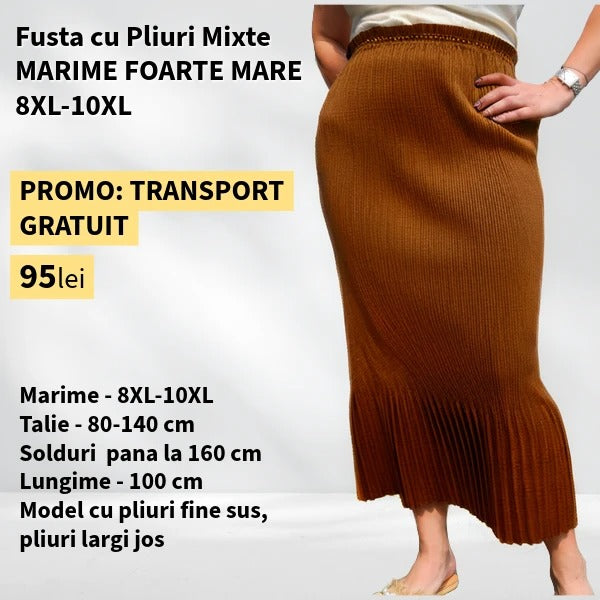 Fusta MARO cu Pliuri Mixte pentru MARIME FOARTE MARE - talie pana la 140cm