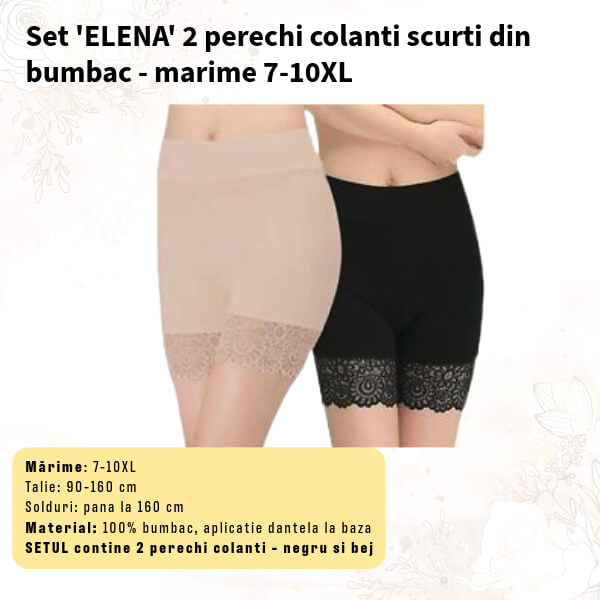 Set 'ELENA' 2 colanti scurti 100% bumbac pentru MARIMI FOARTE MARI - 8XL