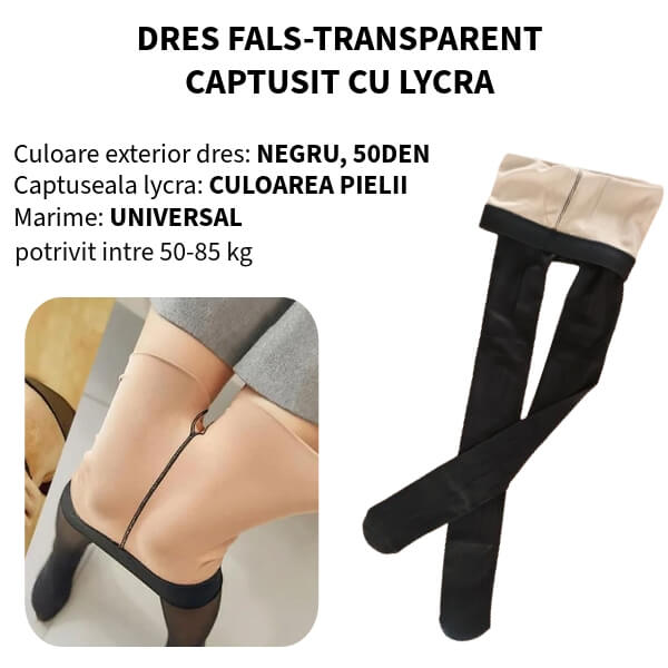 Dres 50DEN căptușit cu LYCRA subțire - NEGRU