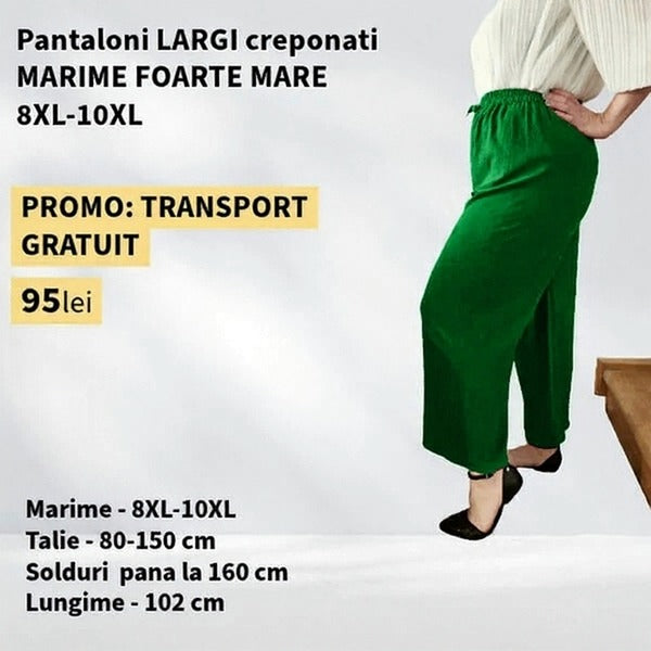 Pantaloni VERDE, LARGI creponati MARIME FOARTE MARE - 8-10XL