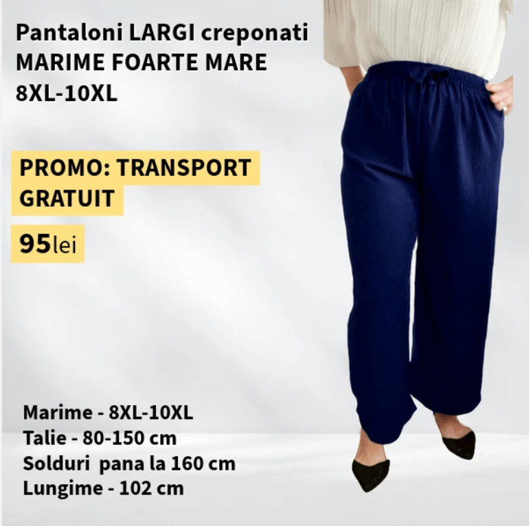 Pantaloni BLEUMARIN, LARGI creponati MARIME FOARTE MARE - 8-10XL