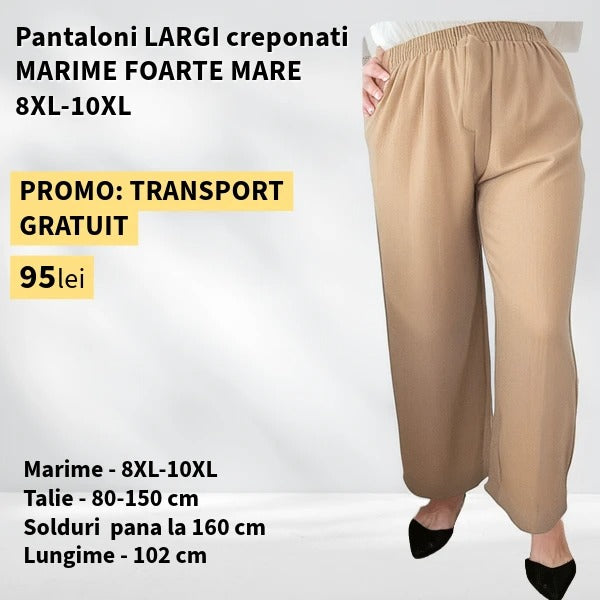 Pantaloni CAMEL, LARGI creponati MARIME FOARTE MARE - 8-10XL