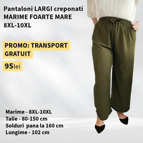 Pantaloni VERDE, LARGI creponati MARIME FOARTE MARE - 8-10XL