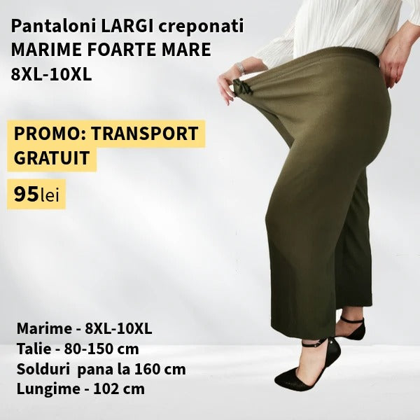 Pantaloni VERDE, LARGI creponati MARIME FOARTE MARE - 8-10XL