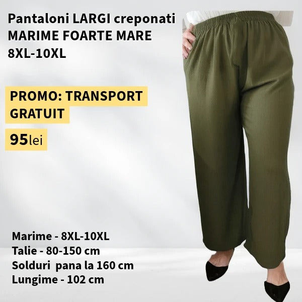Pantaloni VERDE, LARGI creponati MARIME FOARTE MARE - 8-10XL
