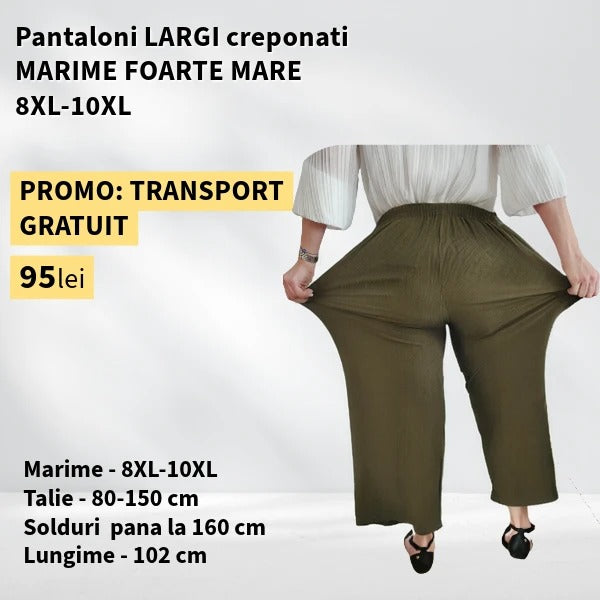 Pantaloni VERDE, LARGI creponati MARIME FOARTE MARE - 8-10XL