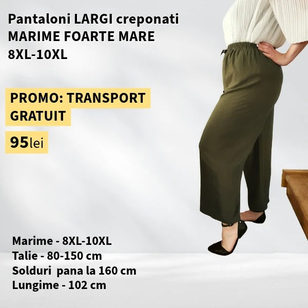 Pantaloni VERDE, LARGI creponati MARIME FOARTE MARE - 8-10XL