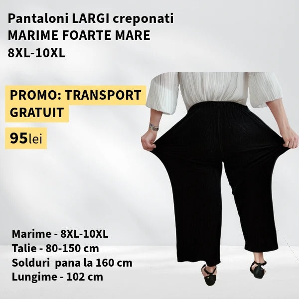 Pantaloni NEGRU, LARGI creponati MARIME FOARTE MARE - 8-10XL