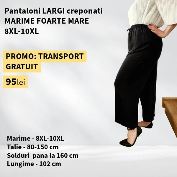 Pantaloni NEGRU, LARGI creponati MARIME FOARTE MARE - 8-10XL