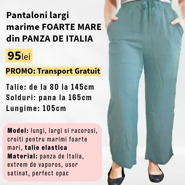 Pantaloni TURCOAZ PAL, LARGI MARIME FOARTE MARE din Panza de Italia
