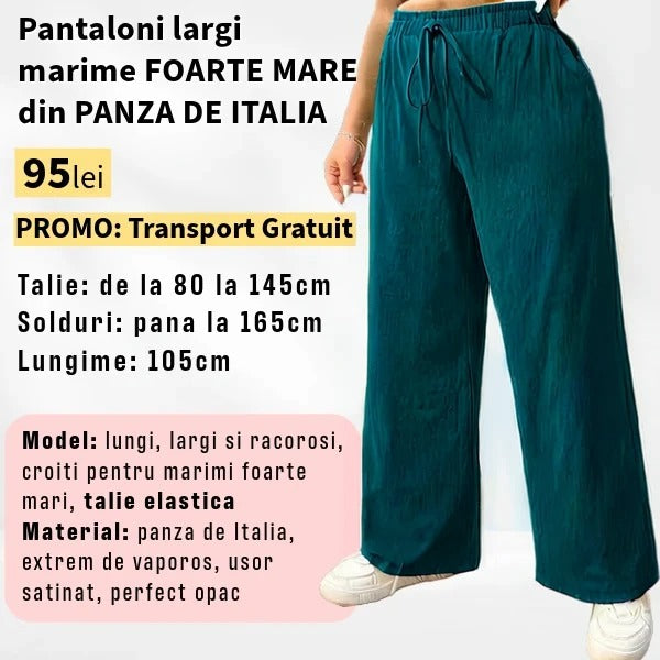 Pantaloni TURCOAZ INCHIS, LARGI MARIME FOARTE MARE din Panza de Italia