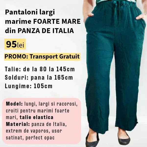 Pantaloni TURCOAZ INCHIS, LARGI MARIME FOARTE MARE din Panza de Italia
