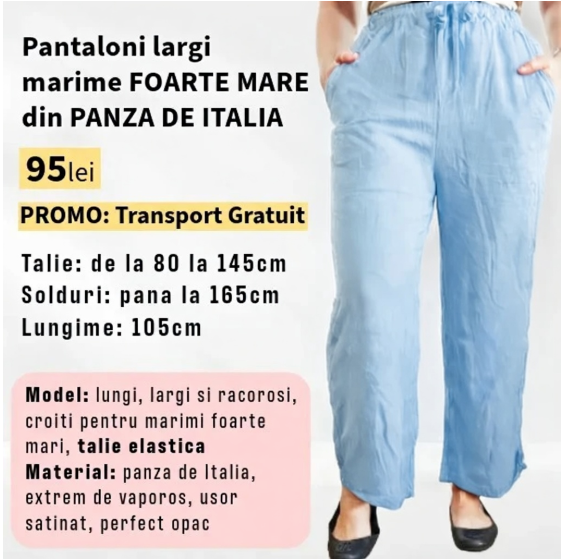 Pantaloni BLEU, LARGI MARIME FOARTE MARE din Panza de Italia