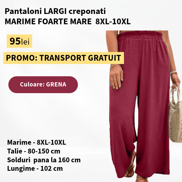 Pantaloni GRENA, LARGI creponati MARIME FOARTE MARE - 8-10XL