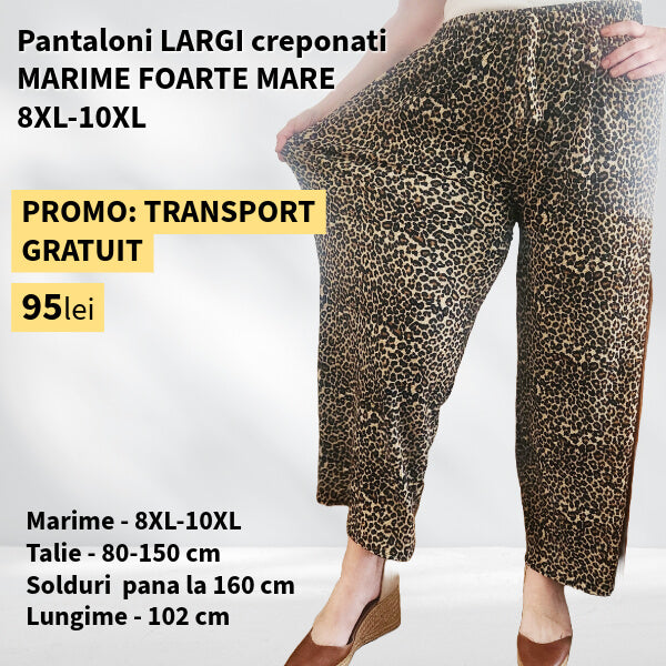 Pantaloni IMPRIMEU LEOPARD, LARGI creponati MARIME FOARTE MARE - 8-10XL
