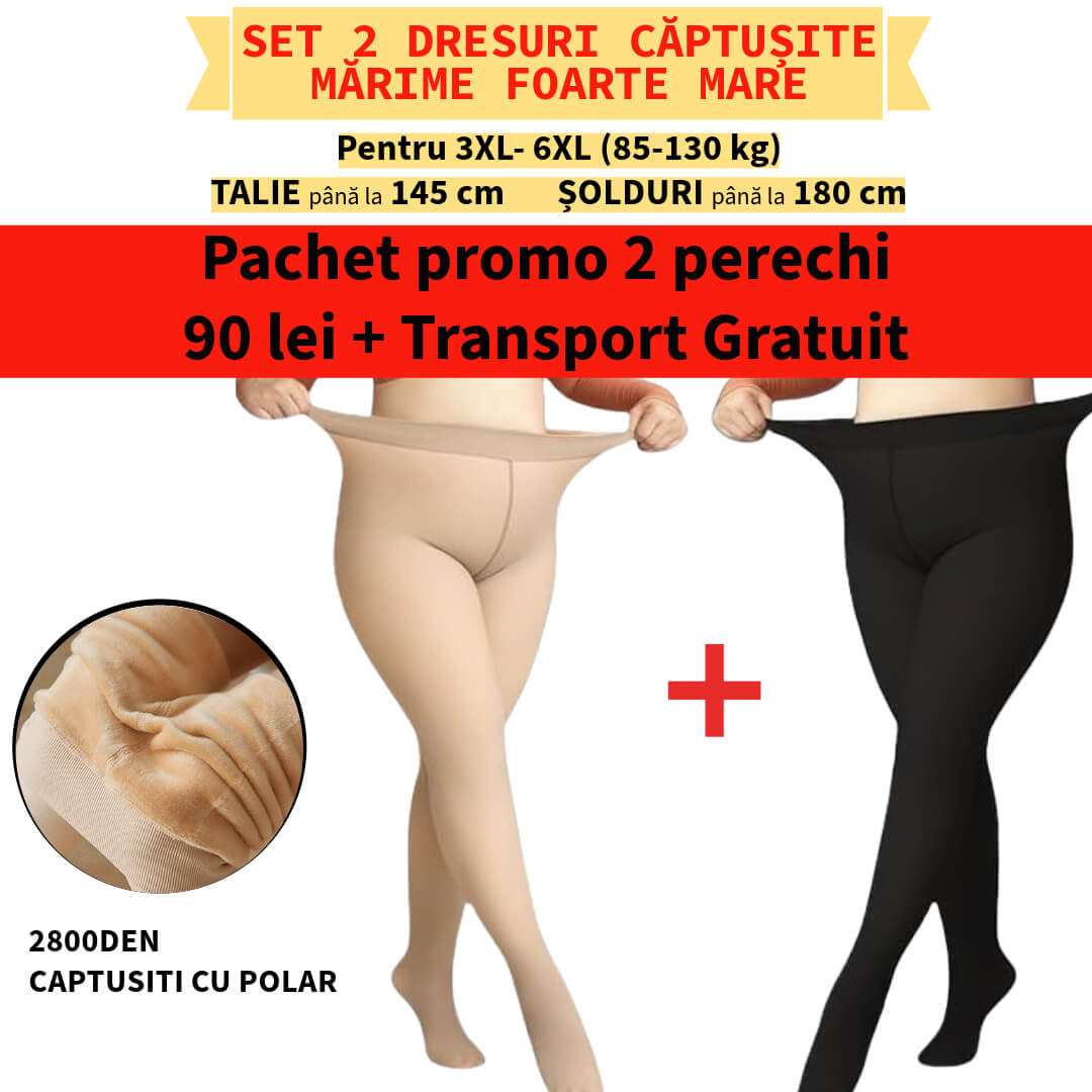 Set 2 dresuri groase pentru MARIMI MARI pana la 130kg captusite cu polar "blanita"