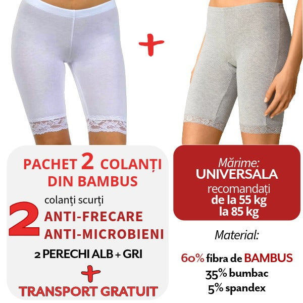 Pachet PROMO: 2 Colanti din BAMBUS Alb&Gri + Transport Gratuit