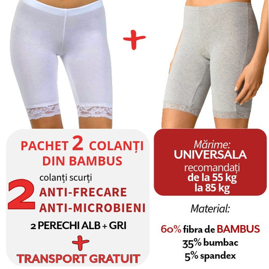 Pachet PROMO: 2 Colanti din BAMBUS Alb&Gri + Transport Gratuit