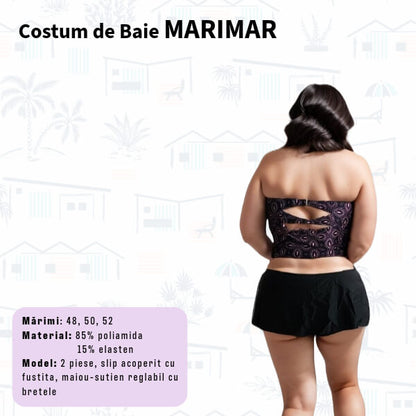 Costum de baie MARIMAR 2 piese cu slip-fusta si maiou pentru marimi mari - marimi 48-52