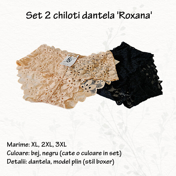 Set 2 chiloti 'Roxana' dantela plus size XL-2XL