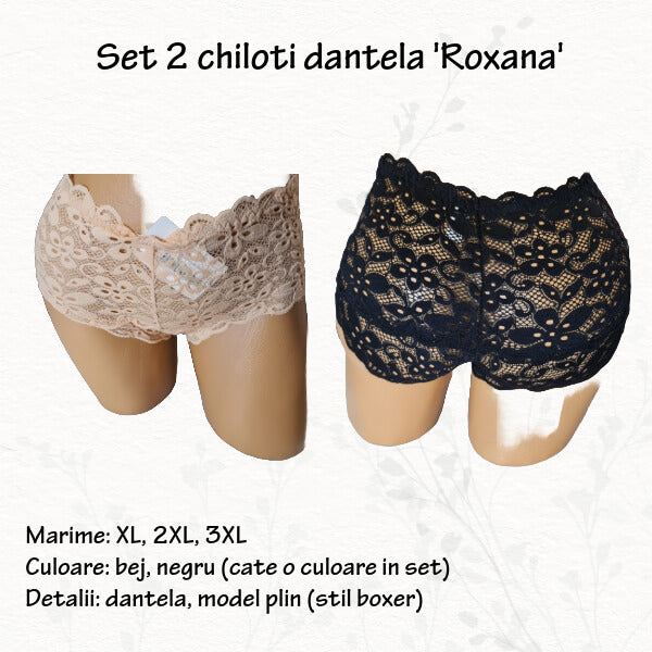 Set 2 chiloti 'Roxana' dantela plus size XL-2XL