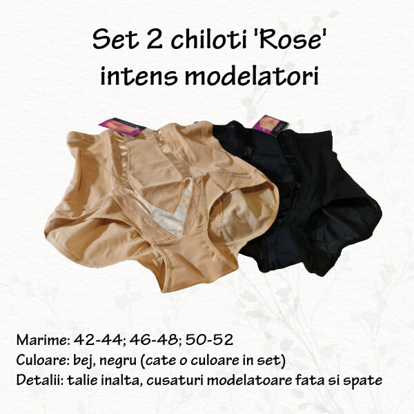 Set 2 chiloti 'Rose' intens modelatori XL