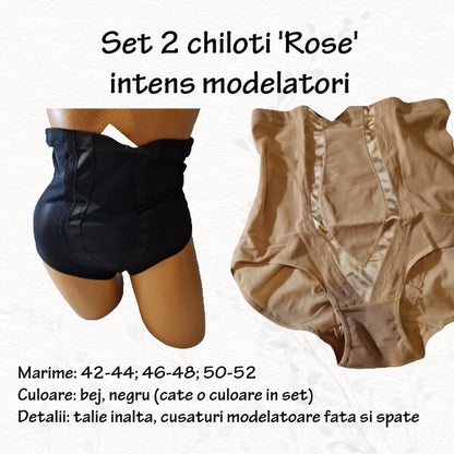 Set 2 chiloti 'Rose' intens modelatori XL