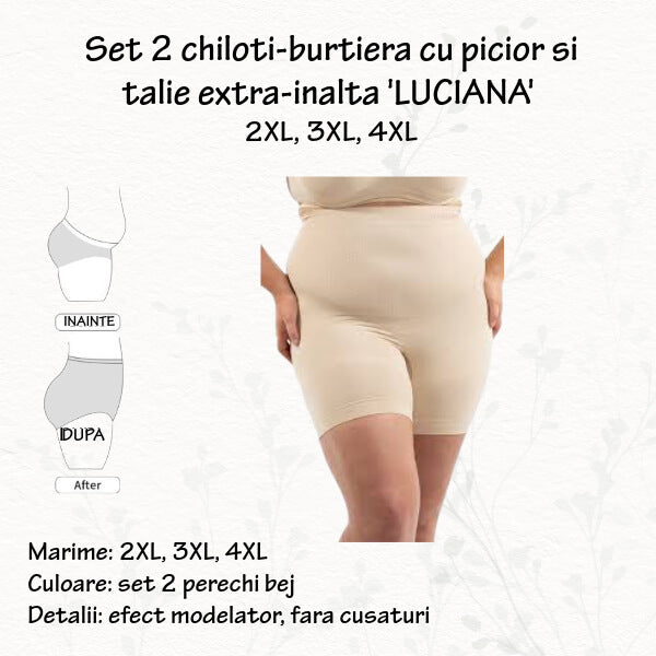 Set 2 chiloti-colant modelatori 'LUCIANA' fara cusaturi, marime XL