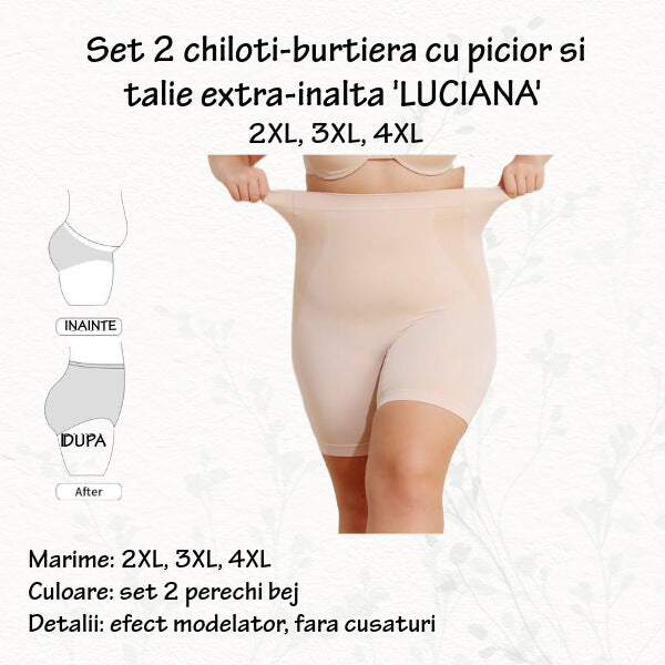 Set 2 chiloti-colant modelatori 'LUCIANA' fara cusaturi, marime XL