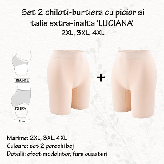 Set 2 chiloti-colant modelatori 'LUCIANA' fara cusaturi, marime XL