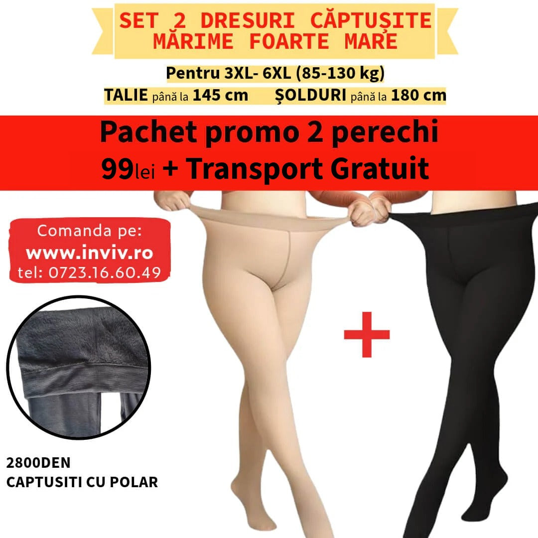 Set 2 dresuri groase pentru MARIMI MARI pana la 130kg captusite cu polar "blanita"