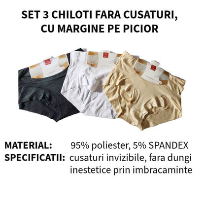 Set 3 chiloti 'Andra' - fara cusaturi cu 5% SPANDEX - XL