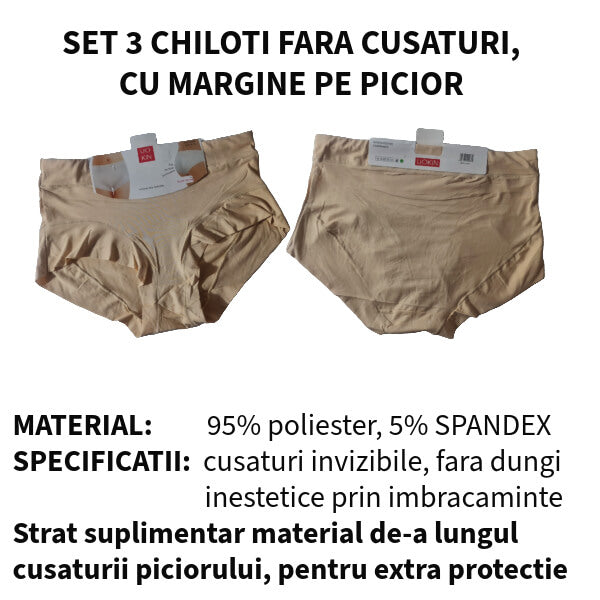 Set 3 chiloti 'Andra' - fara cusaturi cu 5% SPANDEX - XL