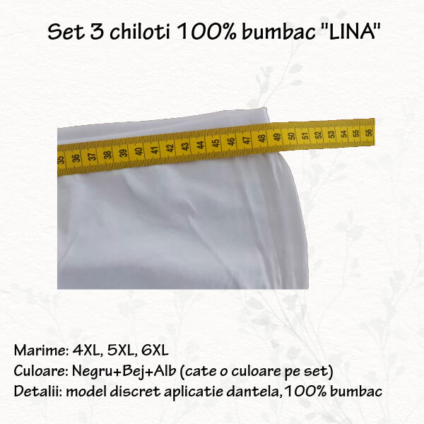 Set 3 chiloti 'Lina' 100% bumbac - 4XL, 5XL, 6XL