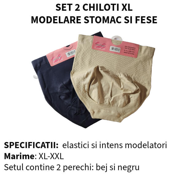 Set 2 chiloti 'Plise' modelare stomac si fese - XL-2XL