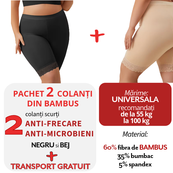 Pachet PROMO: 2 Colanti din BAMBUS - Negru si Bej + Transport Gratuit