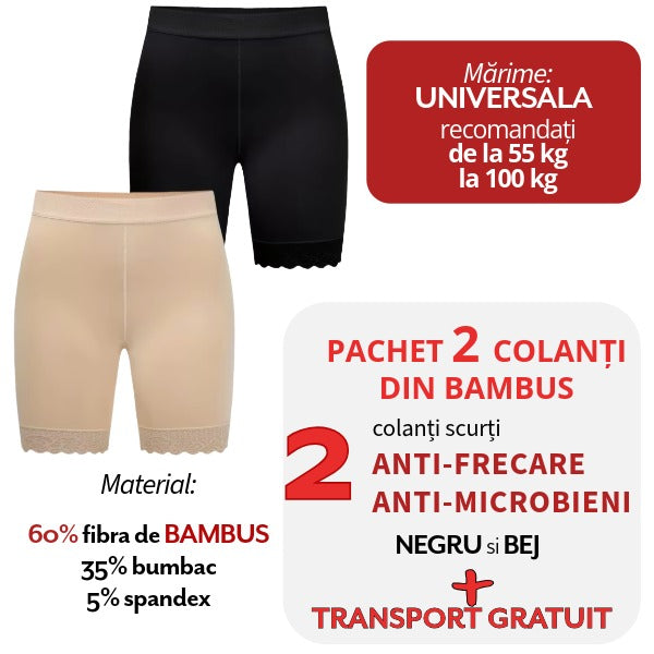 Pachet PROMO: 2 Colanti din BAMBUS - Negru si Bej + Transport Gratuit