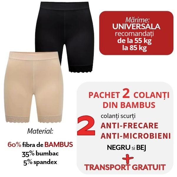 Pachet PROMO: 2 Colanti din BAMBUS - Negru si Bej + Transport Gratuit