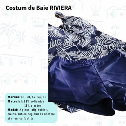 Costum de baie RIVIERA 2 piese cu fustita pentru marimi mari - marime 48-50