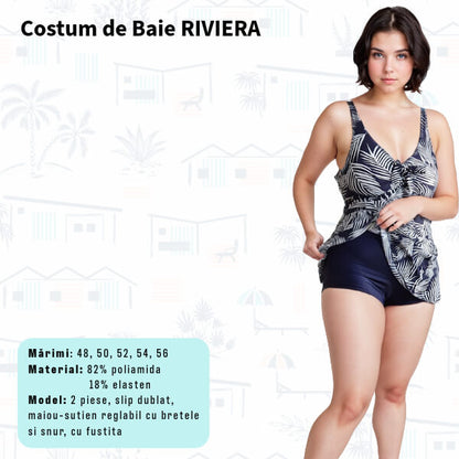 Costum de baie RIVIERA 2 piese cu fustita pentru marimi mari - marime 48-50