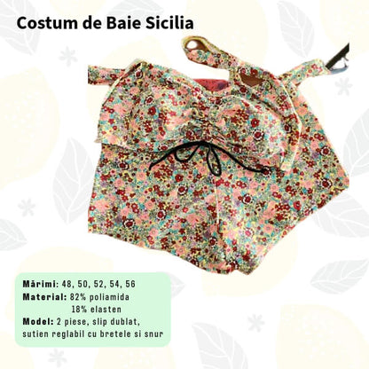 Costum de baie SICILIA 2 piese cu pantalon scurt pentru marimi mari - marimi 54