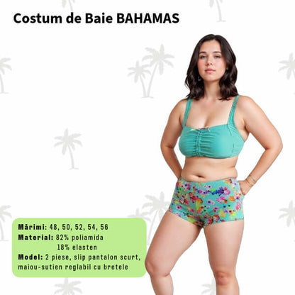 Costum de baie BAHAMAS 2 piese cu sort pentru marimi mari - marimi 54, 56