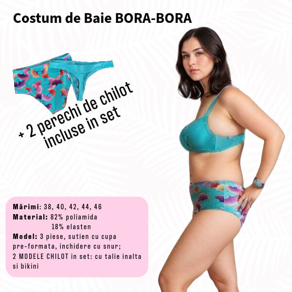 Costum de baie BORA-BORA 3 piese - marime 38, 40 (2chiloti in set)