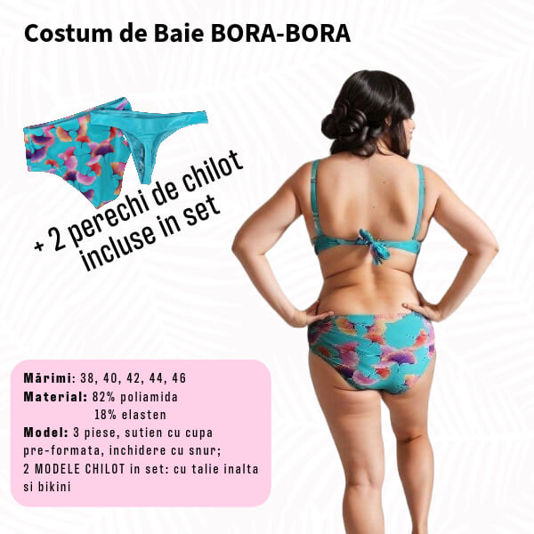 Costum de baie BORA-BORA 3 piese - marime 38, 40 (2chiloti in set)