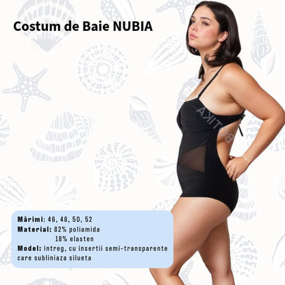 Costum de baie NUBIA intreg cu insertii semi-transparente - marime 48-52