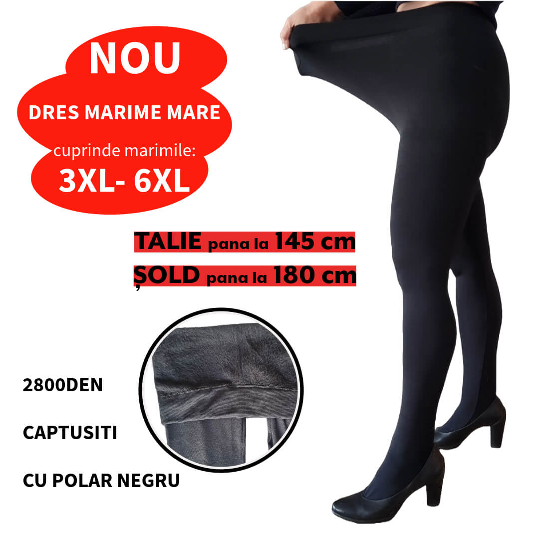 Dres gros pentru MARIMI MARI captusit cu polar "blanita" negru - marimie 3-6XL