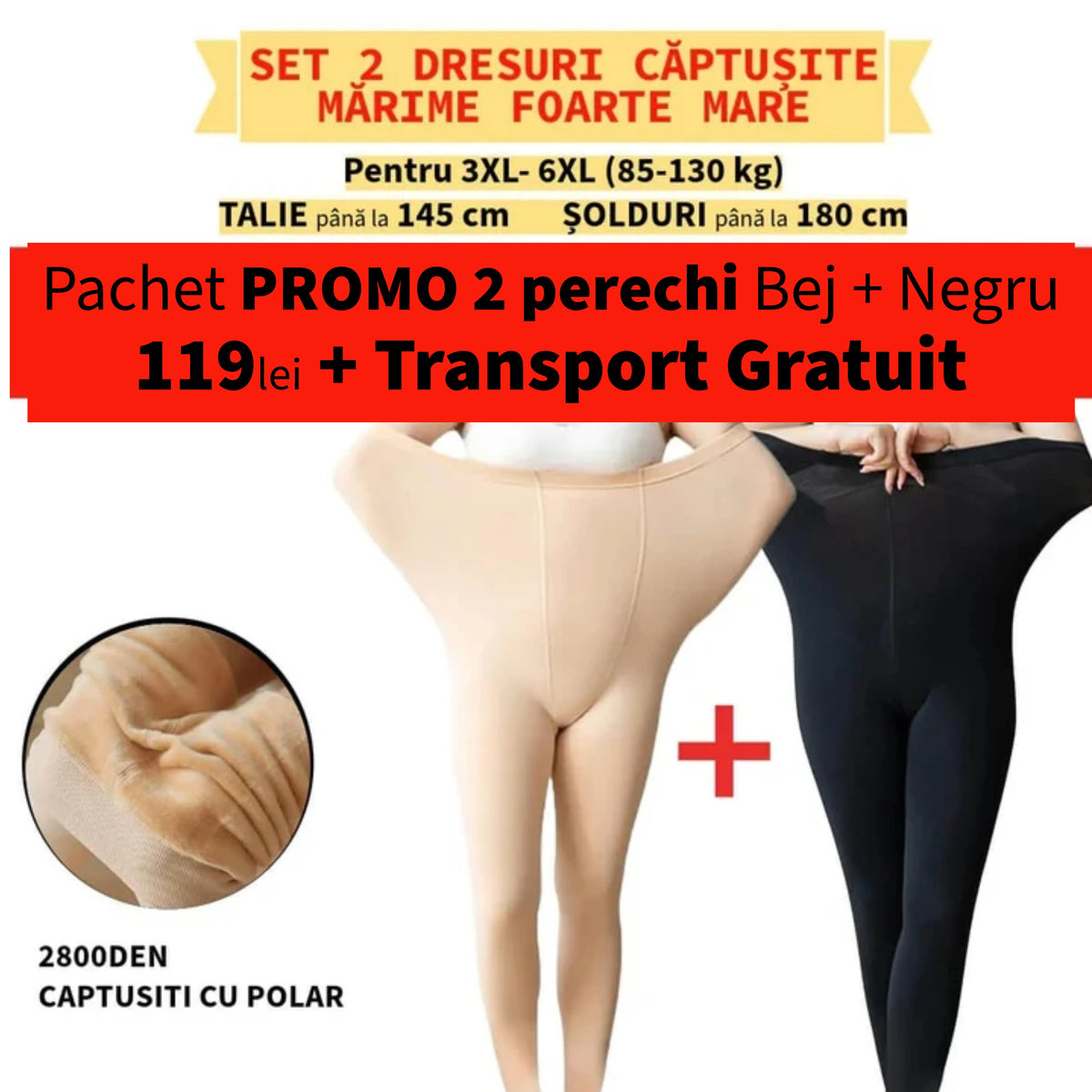 Set 2 dresuri groase pentru MARIMI MARI pana la 130kg captusite cu polar "blanita"