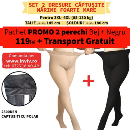 Set 2 dresuri groase pentru MARIMI MARI pana la 130kg captusite cu polar "blanita"