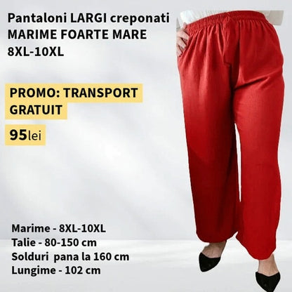 Pantaloni ROSU, LARGI creponati MARIME FOARTE MARE - 8-10XL